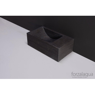 Forzalaqua Venetia Xs Lavabo wc 29x16x10cm rectangulaire sans trou pour robinetterie droite pierre de taille adouci bleu gris